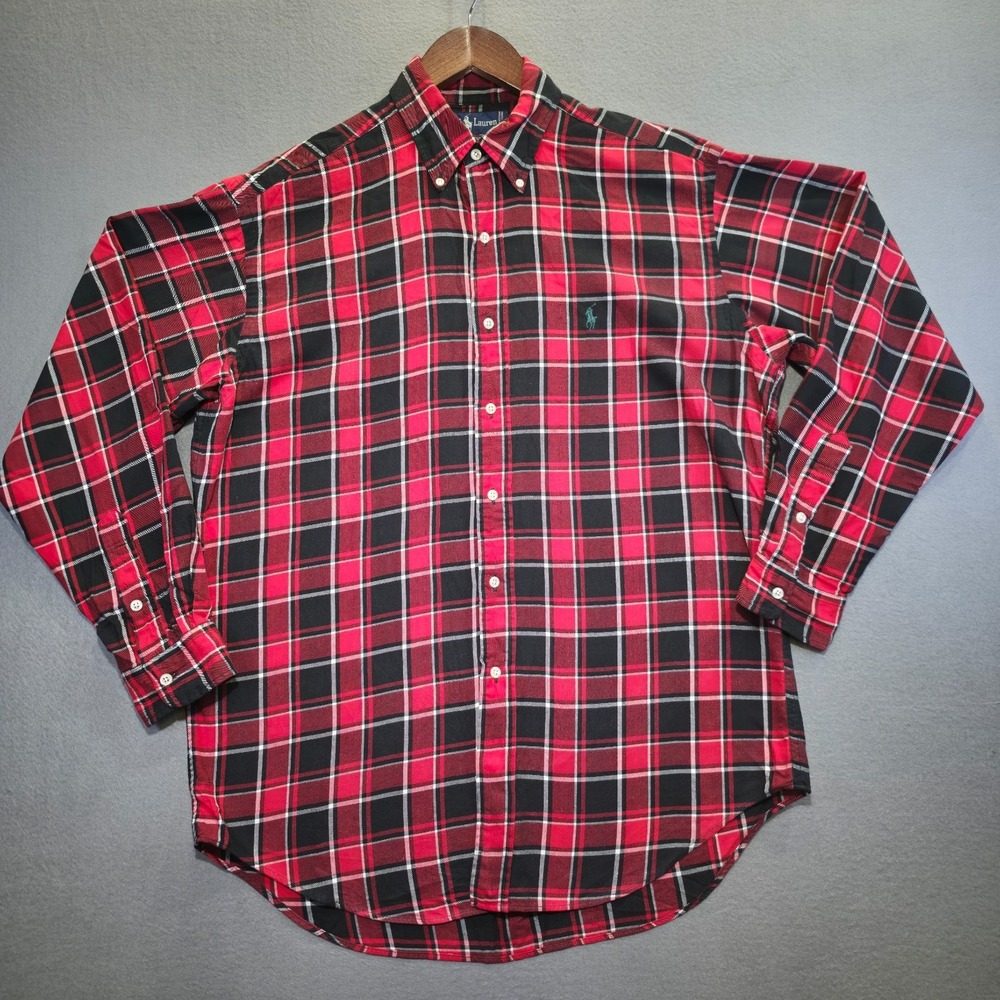 Ralph Lauren Blaire Men's Red Plaid Long Sleeve Button Up Shirt Size Medium